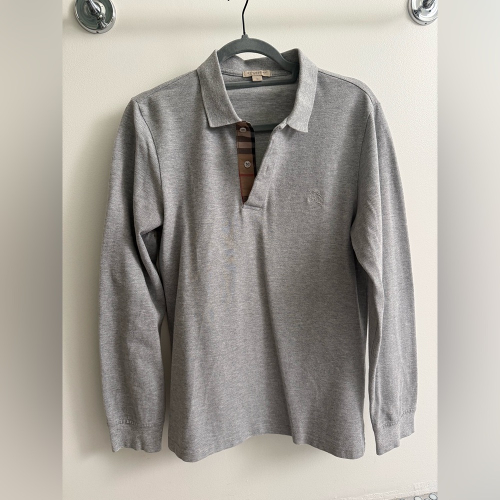Burberry Brit Men’s Polo - Gray Long Sleeve - Size Small